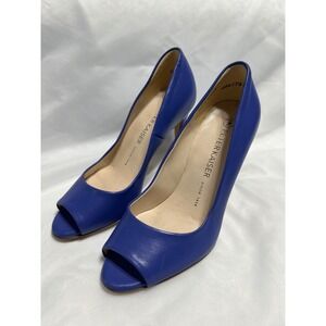 Peter‎ Kaiser Blue Leather Peep Toe Pumps Heels Shoes Women's Size 5.5 Size 3 PK